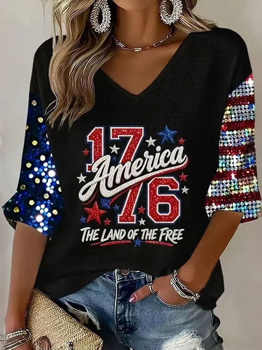 Women's AMERICA Waffle T-shirt
