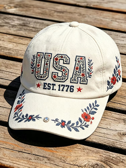 Unisex Independence Day Flag Flower Art Design Print Hat