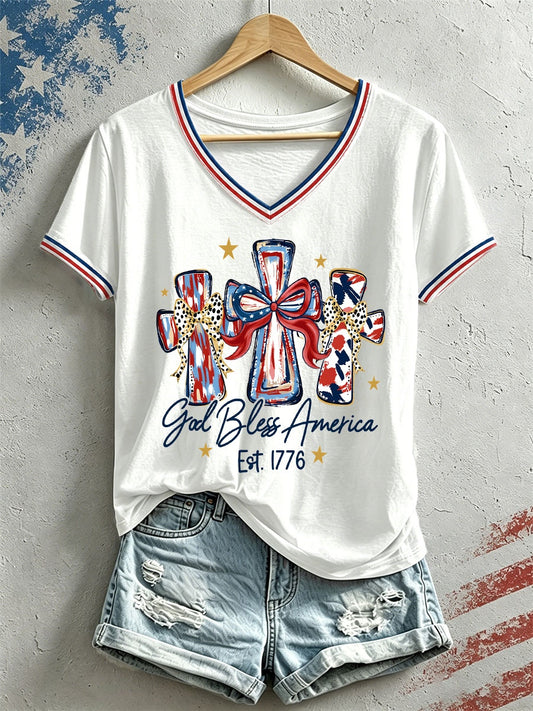 Women's God Bless America Art Print T-Shirt