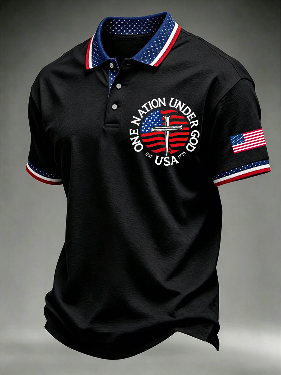 Men's Independence Day One Nation Under God Print Polo