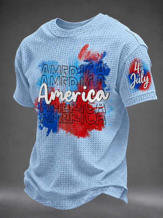 Men's Airbrush Style 4th of July Graffiti Print T-shirt