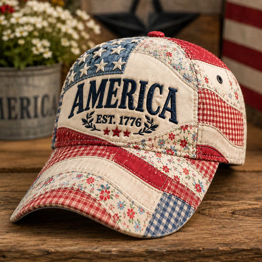 Unisex Independence Day Floral USA Flag Print Patriotic Hat