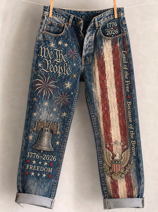 Women's Independence Day Printed Casual Pants