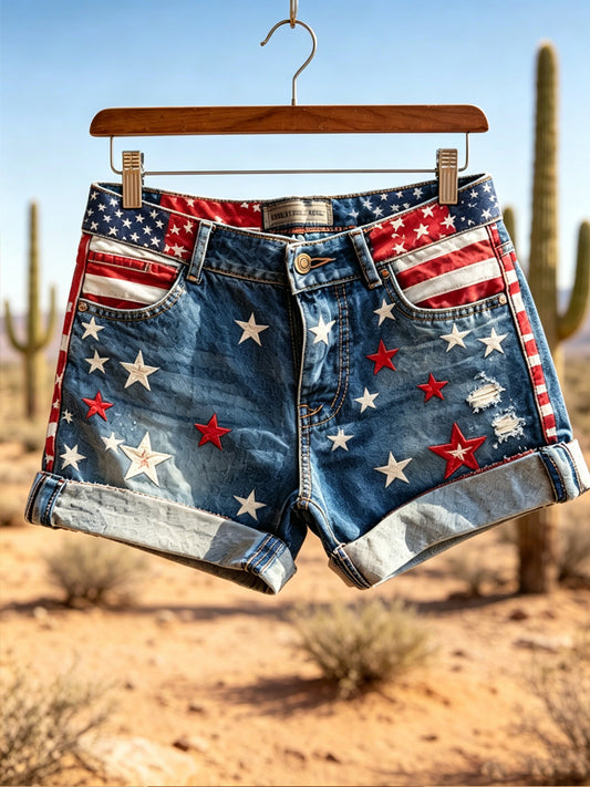 Women's USA Independence Day Art Printed Shorts