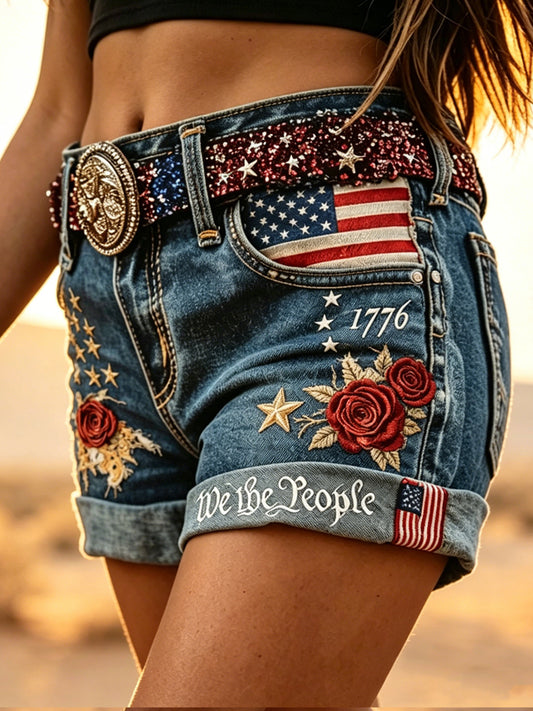 Women's USA Independence Day Art Printed Shorts