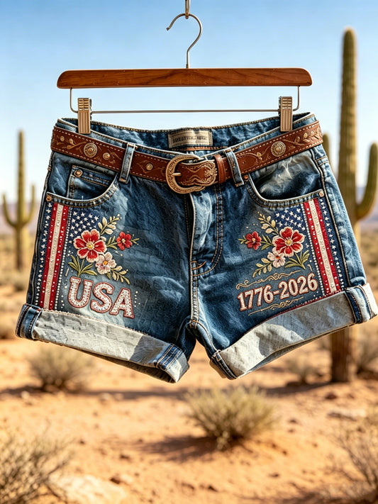 Women's USA Independence Day Art Printed Shorts