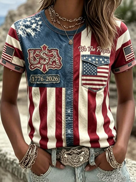 Women's 250Th Anniversary National Faith Print short-sleeved T-shirt