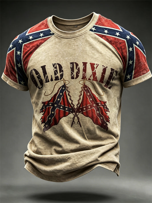 Men's Vintage Old Dixie Rebel Flag Raglan short sleeve t-shirt