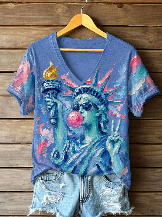 Women's 4th of July Freedom Funny Winners Printed T-shirt