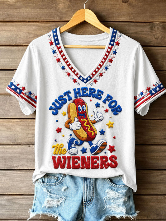 Women's 4th of July Freedom Funny Winners Printed T-shirt