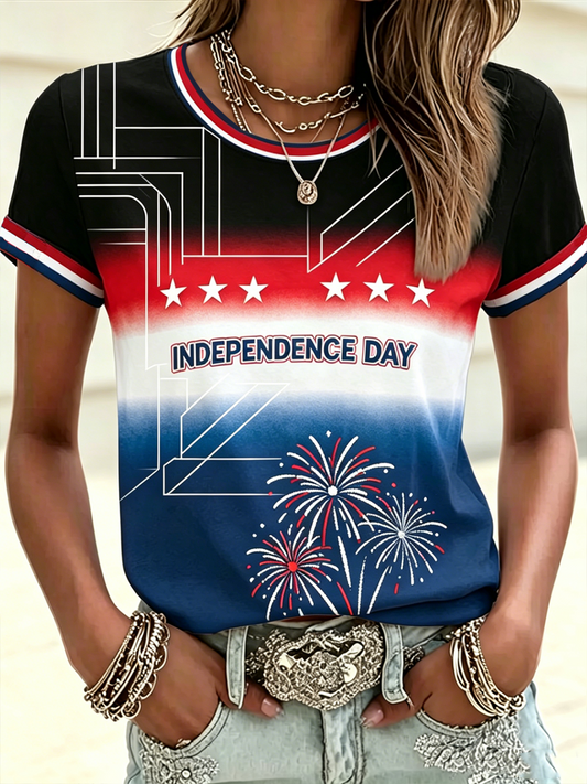 Women's America Printed short-sleeved T-shirt