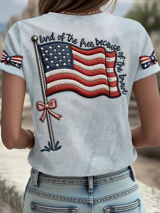 Women's 4th of July Freedom Art Printed T-shirt