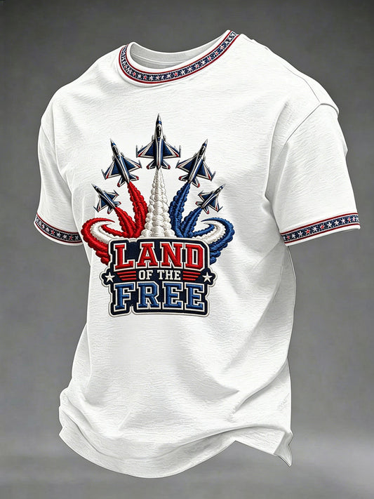 Men's 'Land Of The Free' Printed Casual T-Shirt