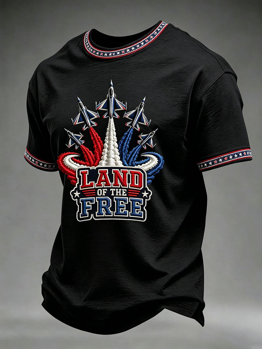 Men's 'Land Of The Free' Printed Casual T-Shirt