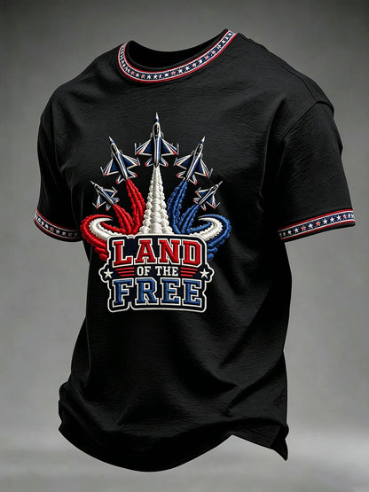 Men's 'Land Of The Free' Printed Casual T-Shirt