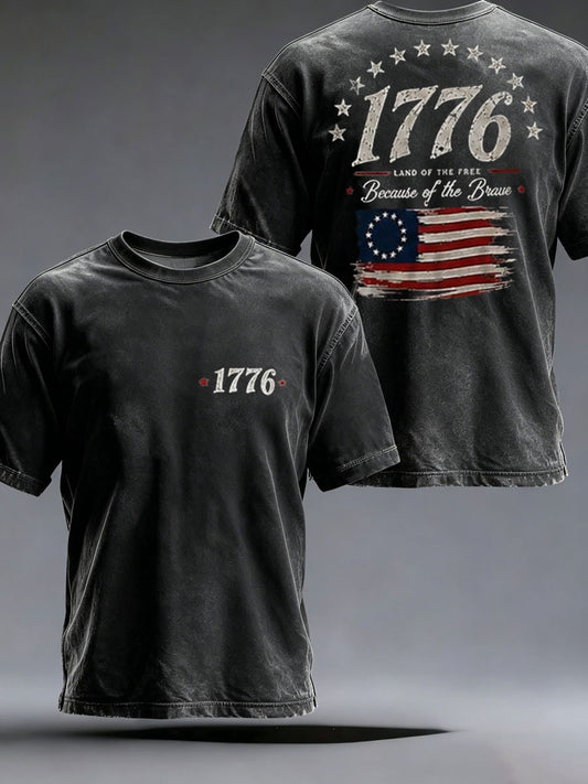Men's 'Land Of The Free' Printed Casual T-Shirt