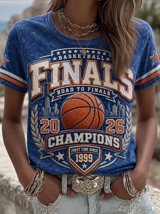 Women's Classic Basketball Fan Graphic Short-sleeved T-shirt