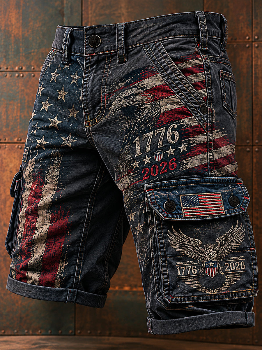 Men's Independence Day USA Flag Print Casual Patriotic Shorts
