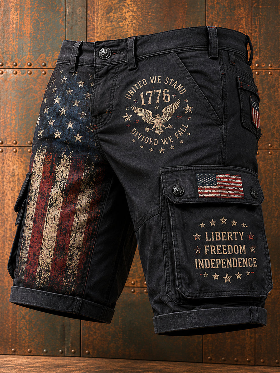 Men's Independence Day USA Flag Print Casual Patriotic Shorts