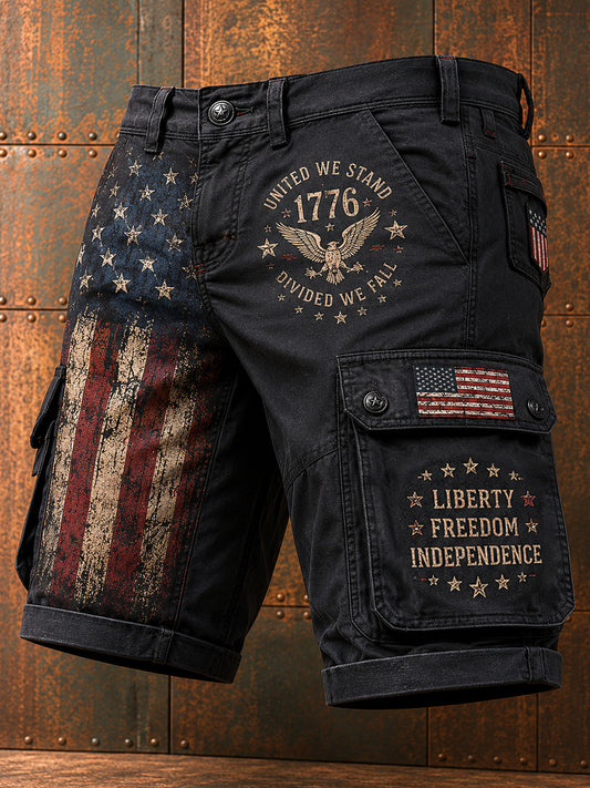 Men's Independence Day USA Flag Print Casual Patriotic Shorts