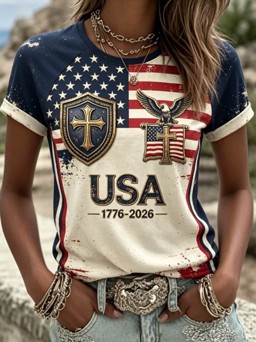 Women's USA 1776-2026 Independence Day FAITH Tee