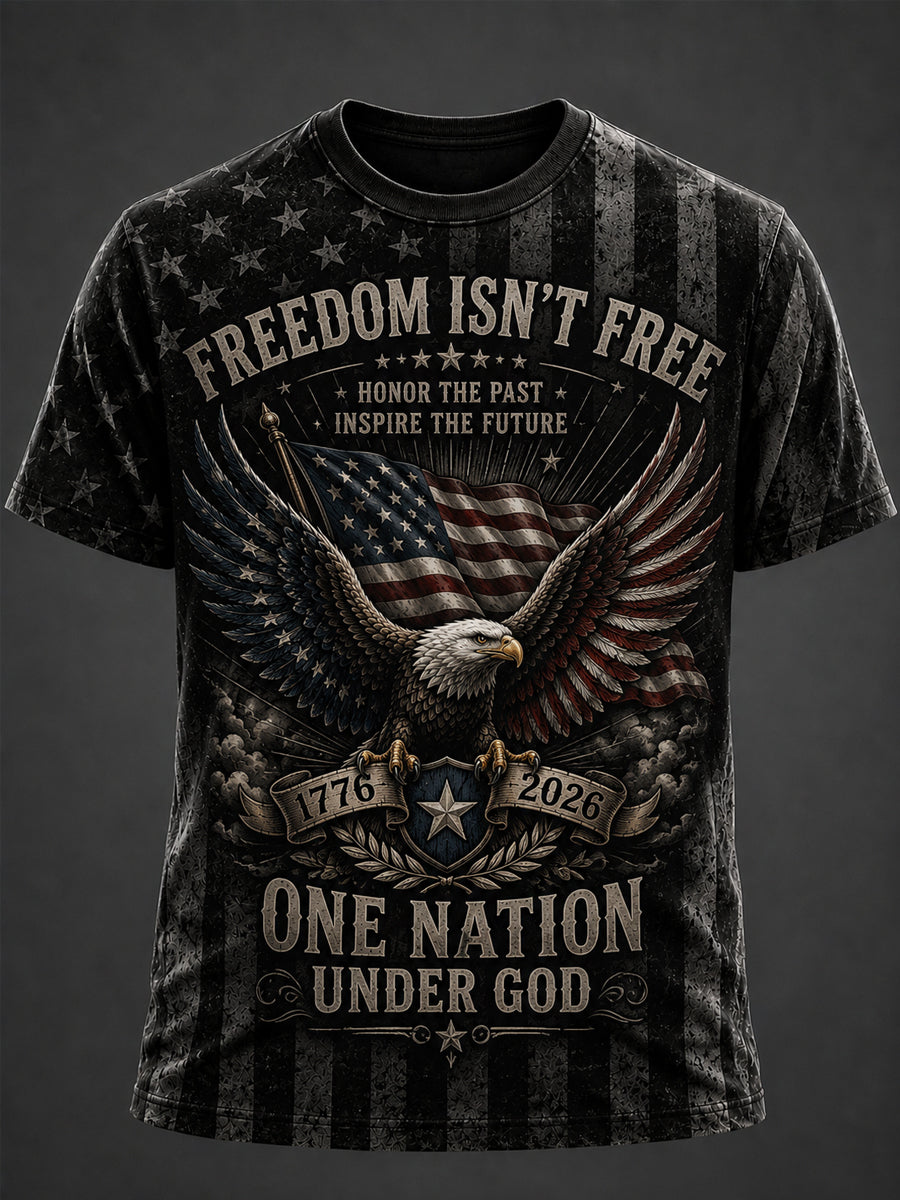 Men's Independence Day USA Flag Print Casual Patriotic Tee