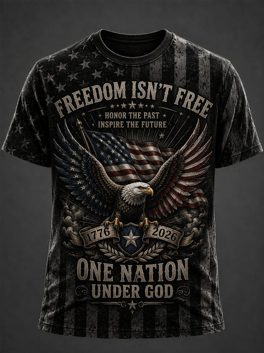 Men's Independence Day USA Flag Print Casual Patriotic Tee