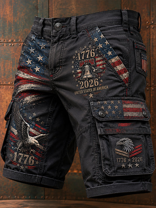 Men's Independence Day USA Flag Print Casual Patriotic Shorts