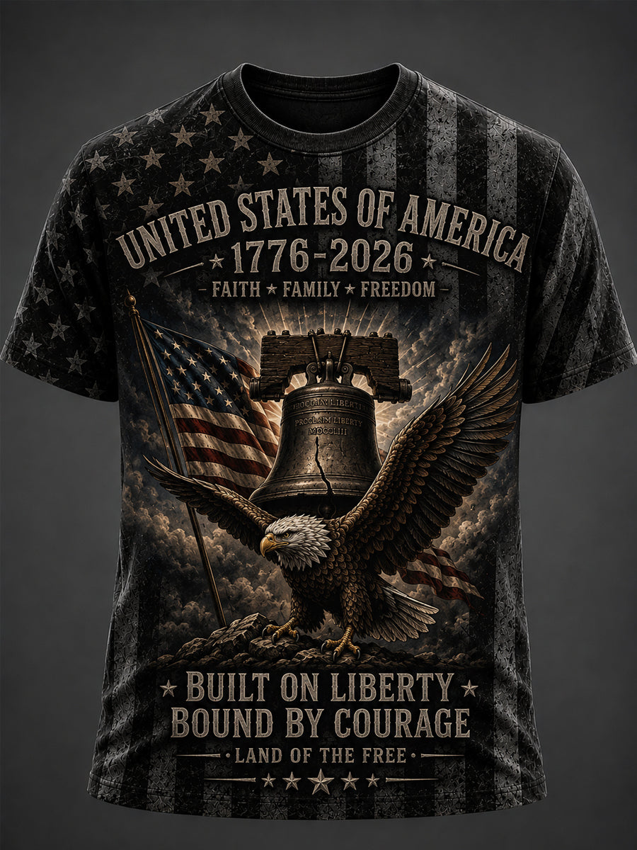 Men's Independence Day USA Flag Print Casual Patriotic Tee