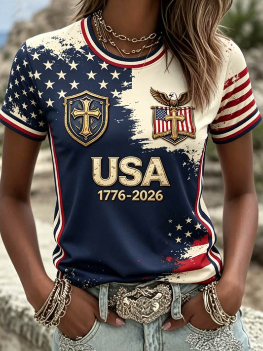 Women's USA 1776-2026 Independence Day FAITH Tee
