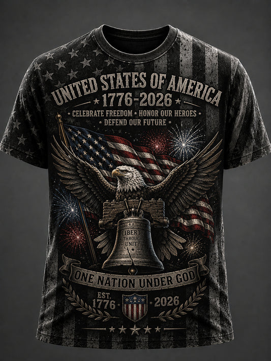 Men's Independence Day USA Flag Print Casual Patriotic Tee