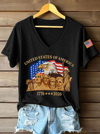Women's USA V-Neck T-Shirt