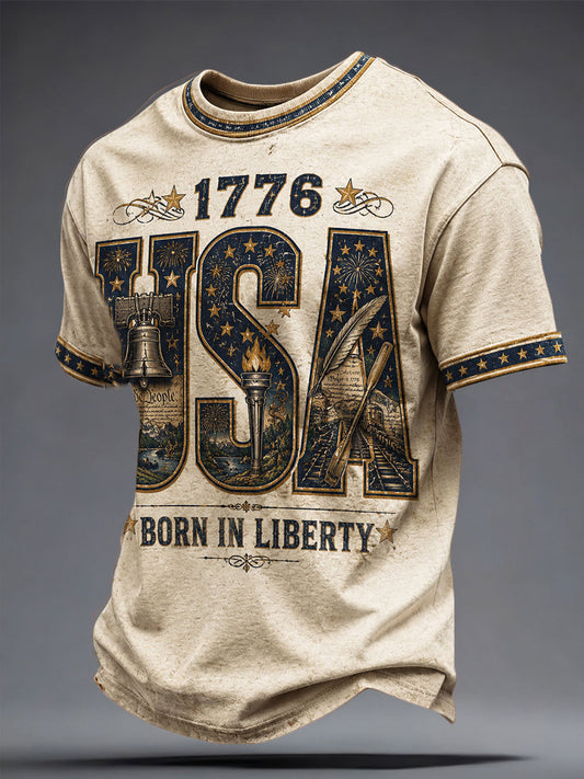 Men's 4th of July Independence Day Art Printed T-shirt