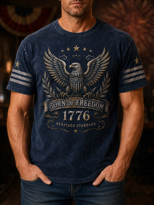 Men's Independence Day Veteran Print Casual Patriotic Tee