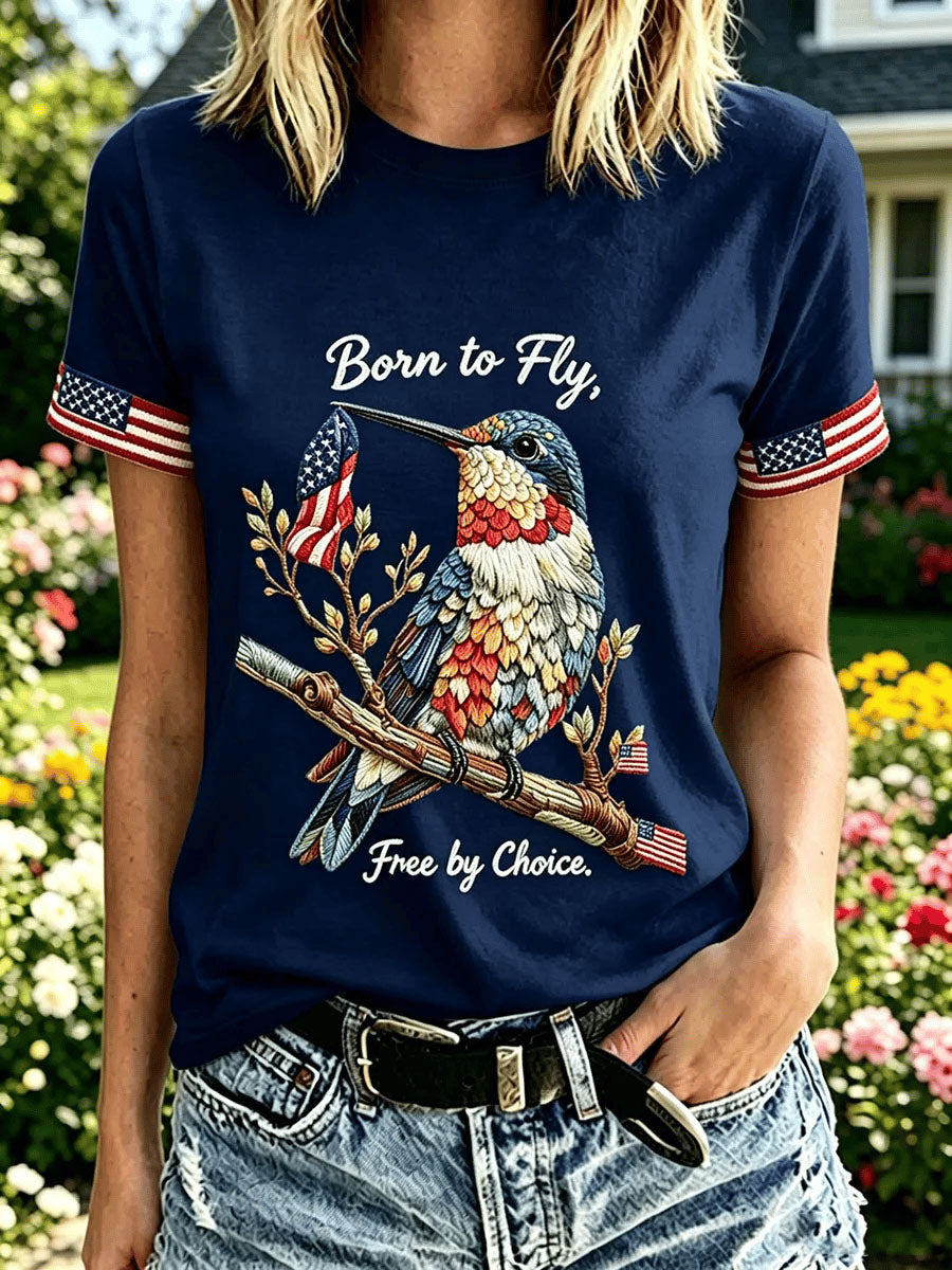 Women's Independence Day Hummingbird Short-sleeved T-shirt