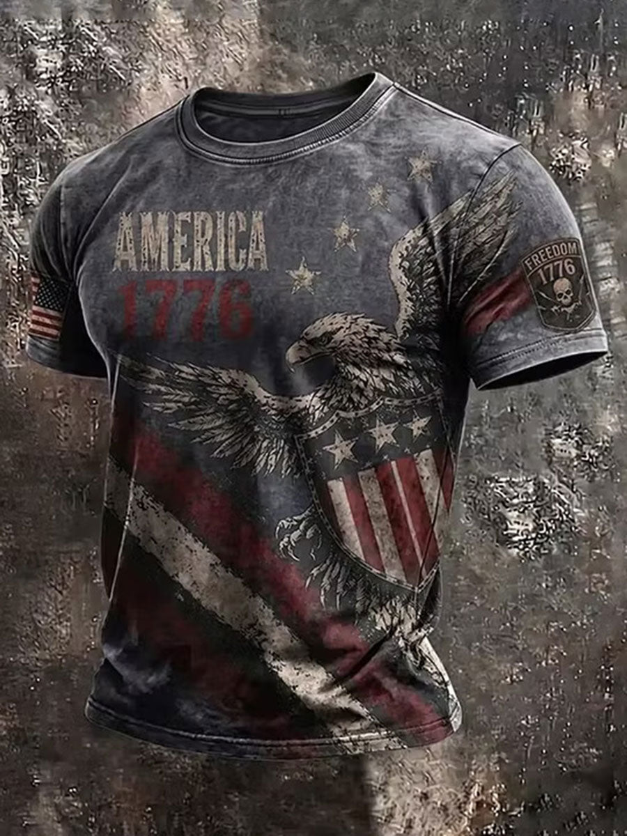 Men's USA 1776-2026 Printed Casual T-Shirt