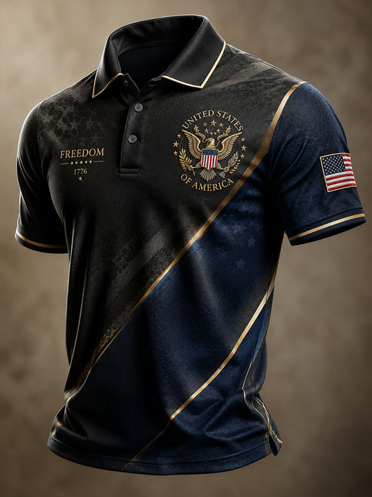 Men's USA Independence Day Patriotic Commemoration Short Sleeve Shirt