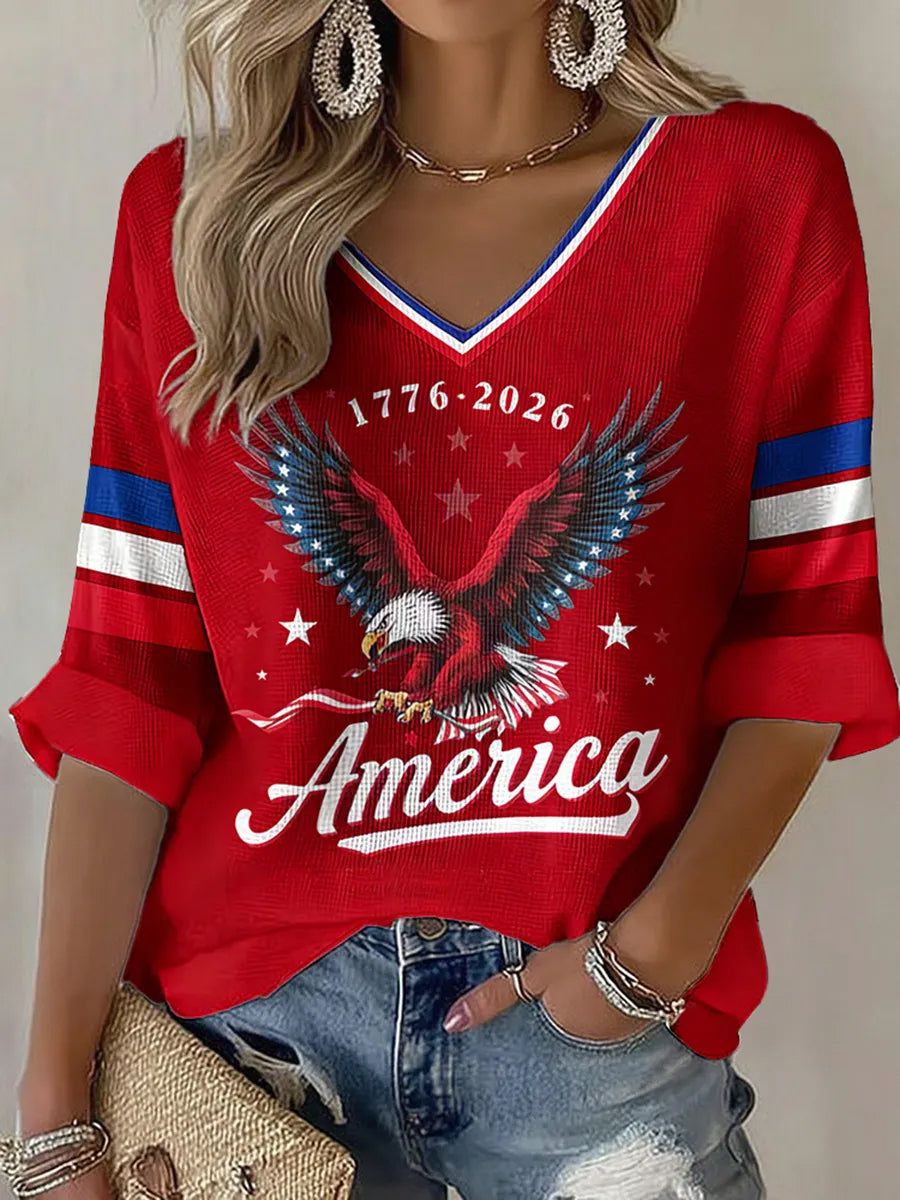 Women's America Print Casual T-shirt