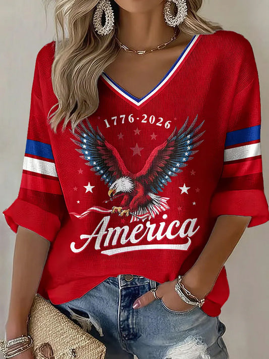 Women's America Print Casual T-shirt