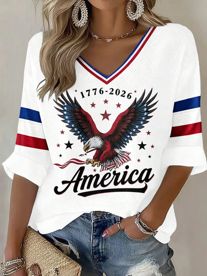 Women's America Print Casual T-shirt