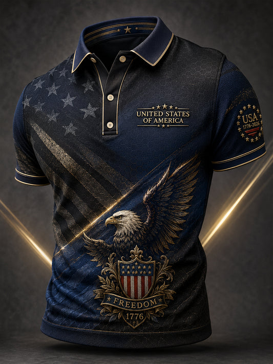 Men's USA Independence Day Patriotic Commemoration Short Sleeve Shirt