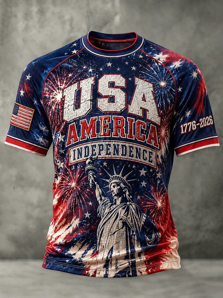 Men's USA Independence Day Patriotic Commemoration Short Sleeve Shirt