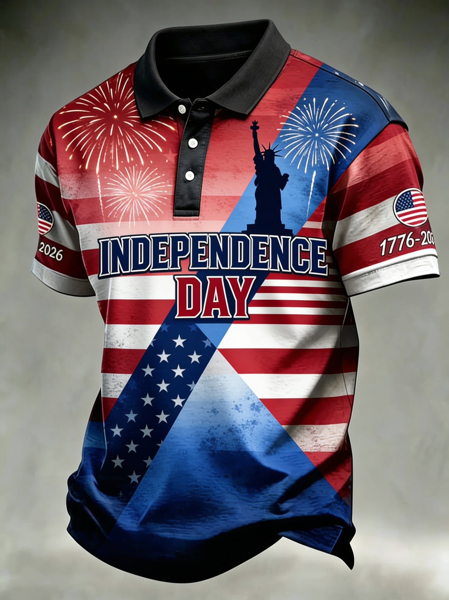 Men's Independence Day Print Short-Sleeve Polo Shirt