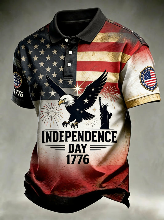 Men's Independence Day Print Short-Sleeve Polo Shirt
