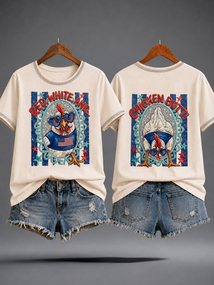 Women's Funny 4th of July Print Casual T-shirt