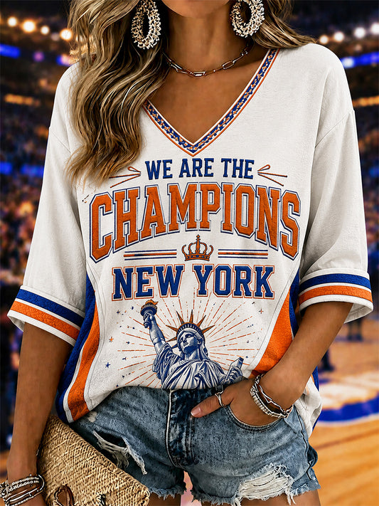 Women's Gift For Basketball Fans Print Casual Half-Sleeves V-Neck T-Shirt