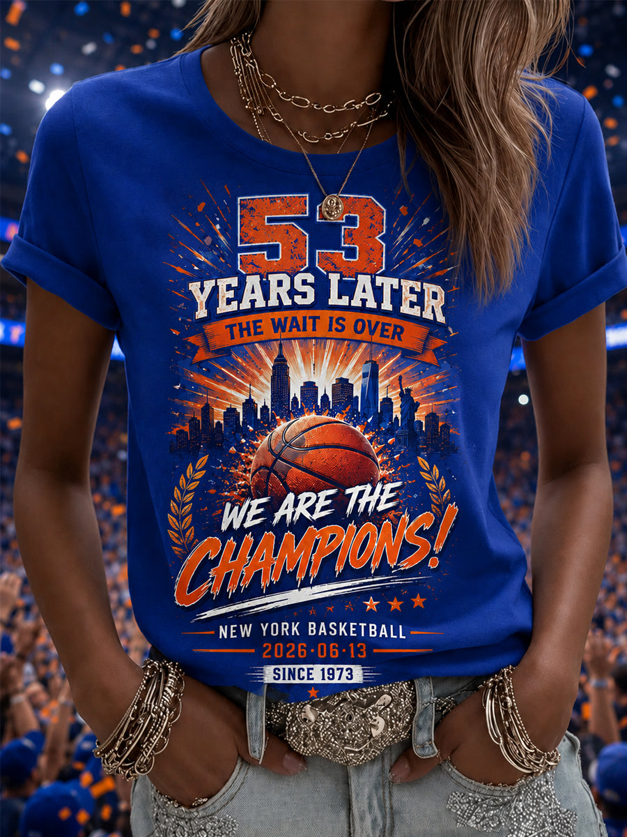 Women's New York Basketball Champions Celebration Print Casual Tee