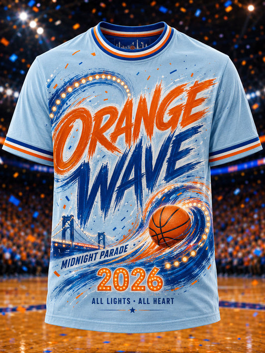 Men's New York 2026 Champion Orange Wave Casual T-Shirt