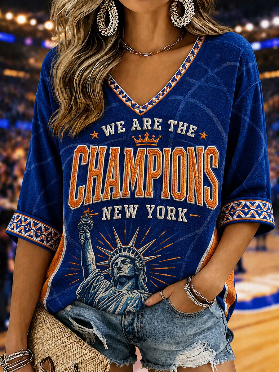 Women's Gift For Basketball Fans Print Casual Half-Sleeves V-Neck T-Shirt
