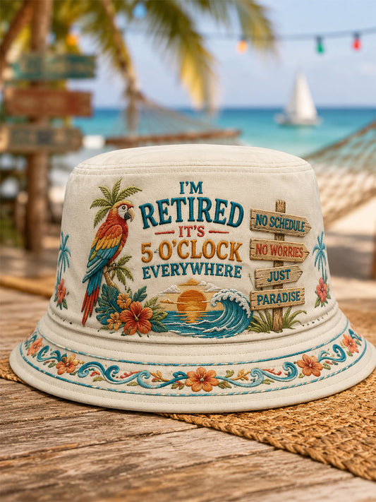 Unisex I'm Retired It's 5 O'clock Everywhere Parrot Print Casual Hat